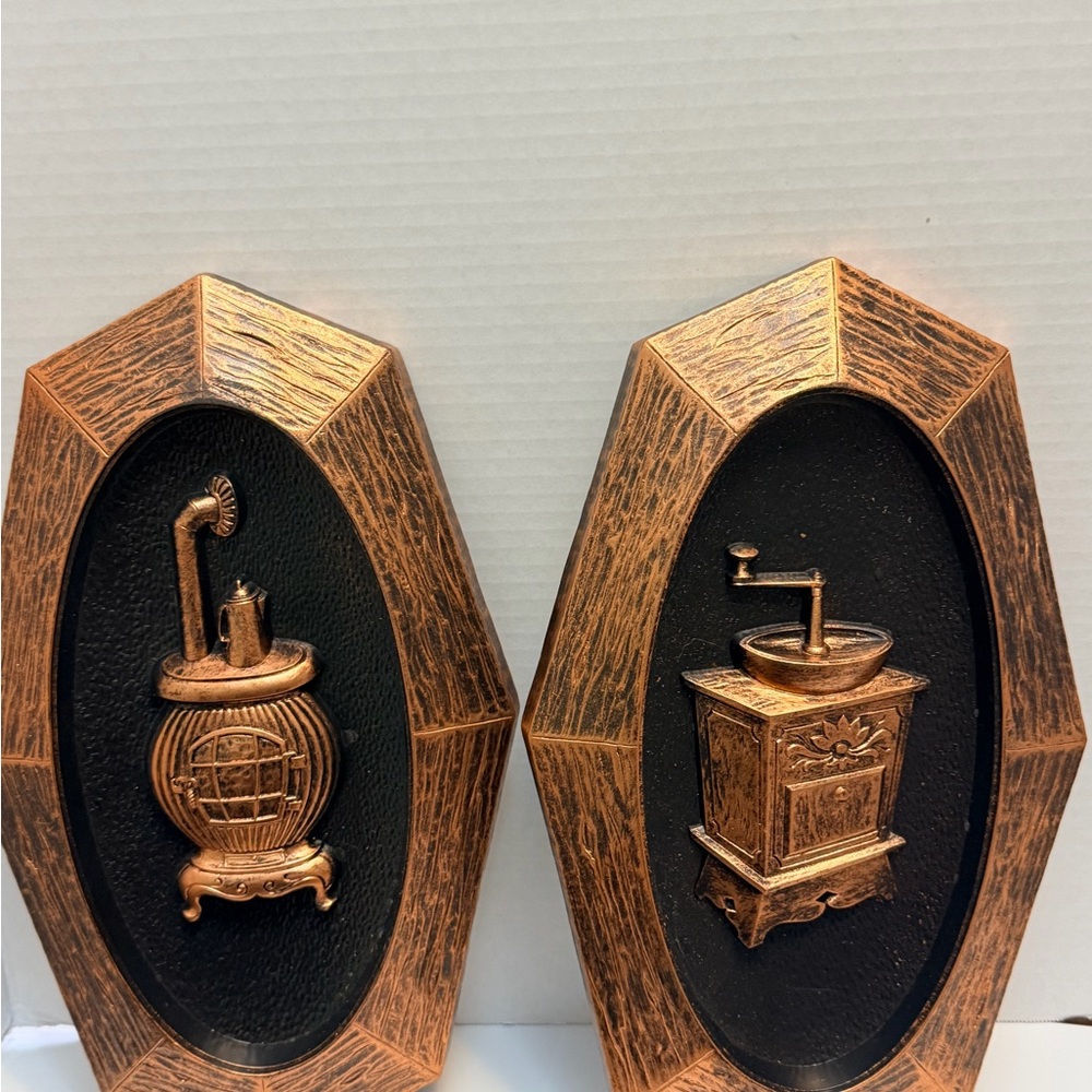 Vintage Copper and Black Wall Plaques